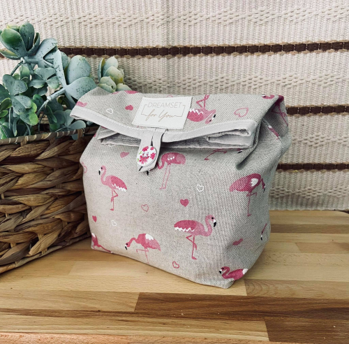 Flamingós textil uzsonnás táska