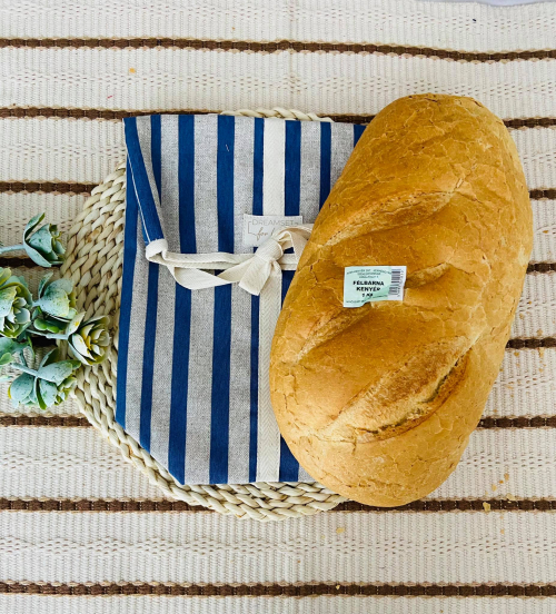 Kék csíkos frissentartó kenyeres zsák 1 kg-os kenyérhez